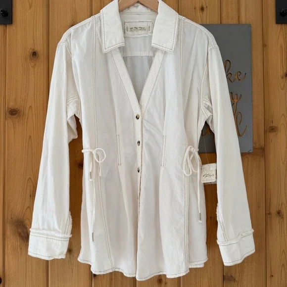 We The Free People Marten Cotton Oxford Top in White Size Small - Picture 2 of 16